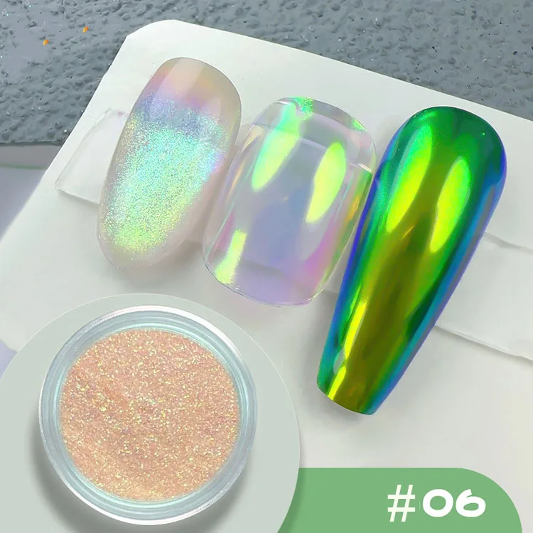 1 pot arc-en-ciel Aurora Chrome ongles paillettes poudre clair miroir effet coucher de soleil néon caméléon poudre à ongles pour manucure frottant la poussière