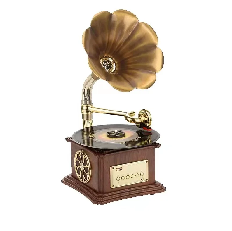 

Factory Hot-Sale Vintage Multi-Connectivity Mini Phonograph With Bluetooth/USB/AUX Vinyl Record Player