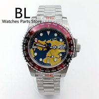 BLIGER 40mm NH34 GMT Automatic Watch For Men World City Bezel Earth Map Dial Super Full Luminous Sapphire Glass Waterproof Date
