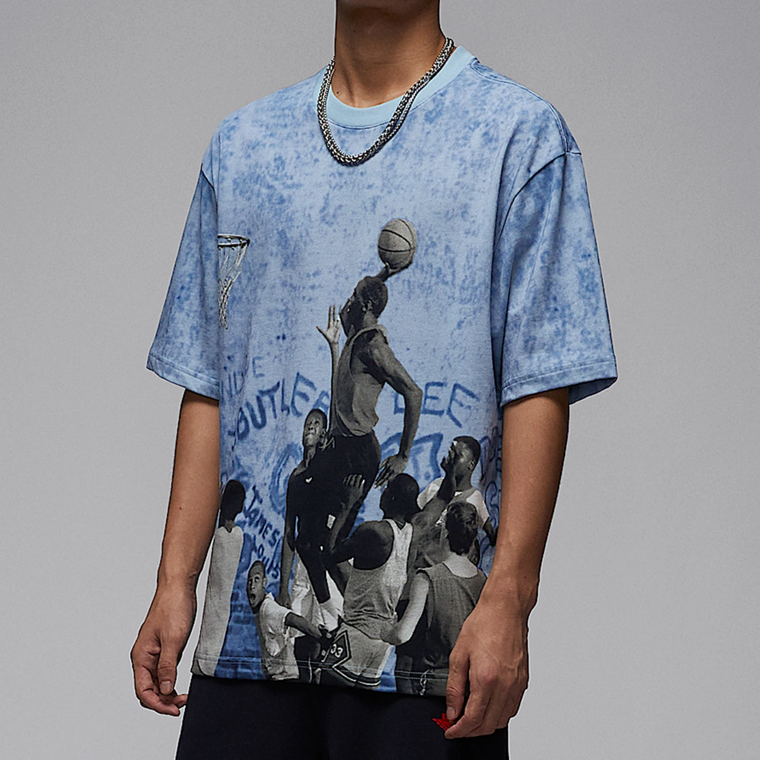 Nike genuine JORDAN Men's Pattern Fashion Knit Breathable Short Sleeve HJ2363-427