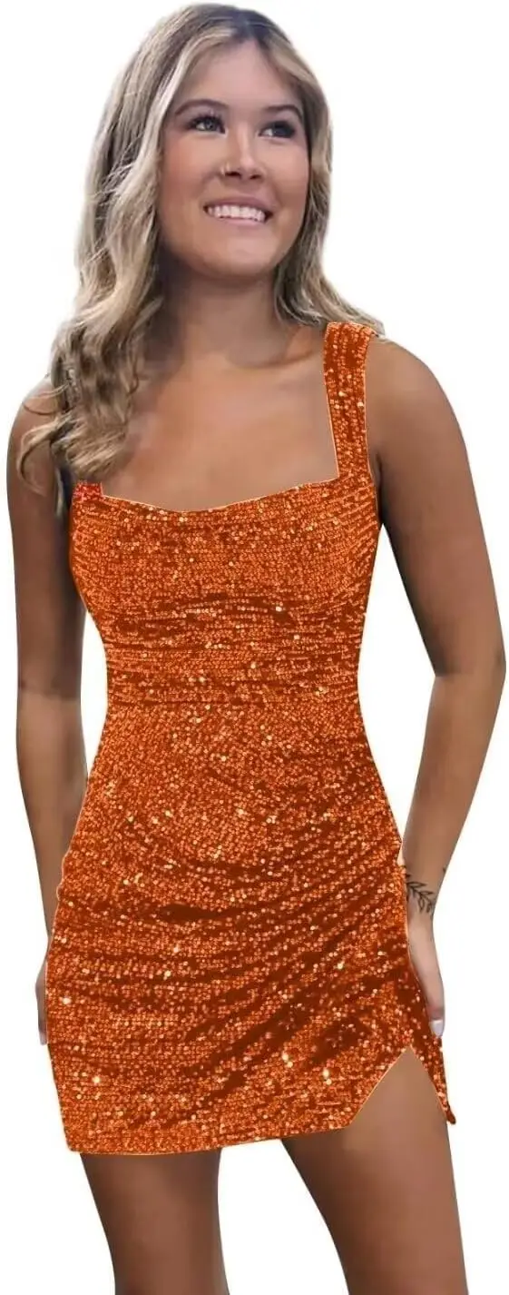 Glitzerndes Pailletten-Cocktailkleid für Teenager, Heimkehr, 2025, kurzes Mini-Partykleid über dem Knie, für Mädchen