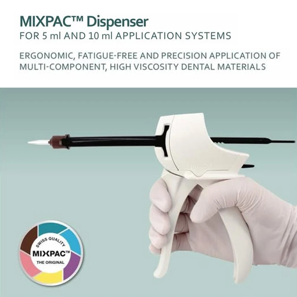 Swiss Medmix Mixpac 5ml 1:1 Dispensing Gun Dental Dispenser for Ratio 1 1 Cartridge Two Component Sulzer Dentisty Mixing Tools