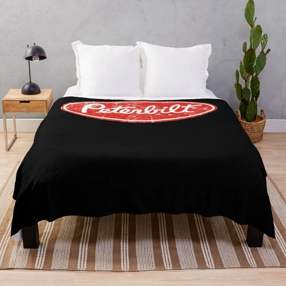 Peterbilt logo (distressed) Throw Blanket Bed covers Beach Blankets