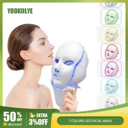 Máscara facial LED de 7 cores Máscara de terapia de fótons com pescoço Anti-Acne Remoção de rugas Rejuvenescimento da pele Levantamento de rosto Firme Massageador Ferramentas de cuidados com a pele Dispositivo de belez