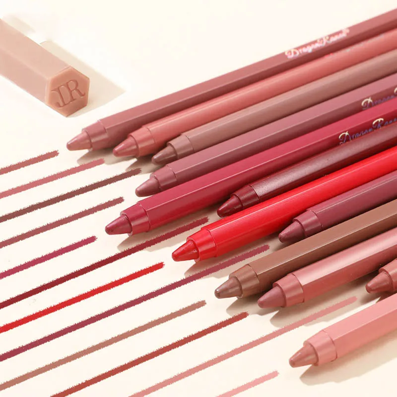 Lápis delineador labial marrom de veludo, nude fosco, à prova d'água, copo antiaderente, cereja, vermelho, delineador labial, caneta de contorno labial, maquiagem
