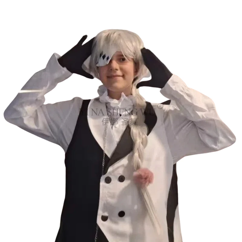 Cosplay Costume, Gogol Cosplay Costume Set, Black and White with Wig, Used for Comic Exhibitions and Holiday Gatherings