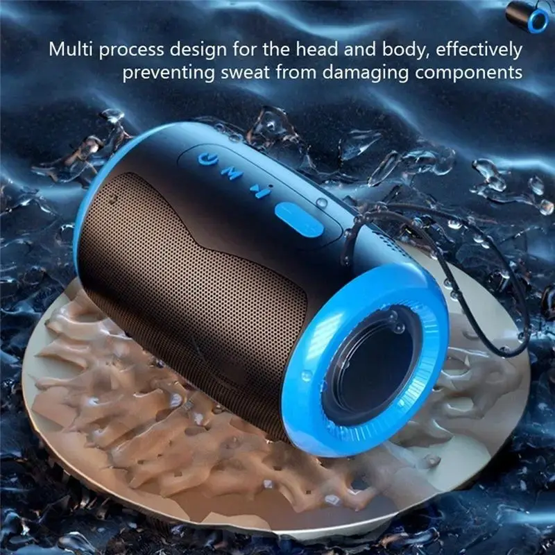 AA60 Portable Bluetooth Speaker Waterproof IPX5 Hifi Sound Party Speaker with FM for SD USB Aux Modes Outdoor Red