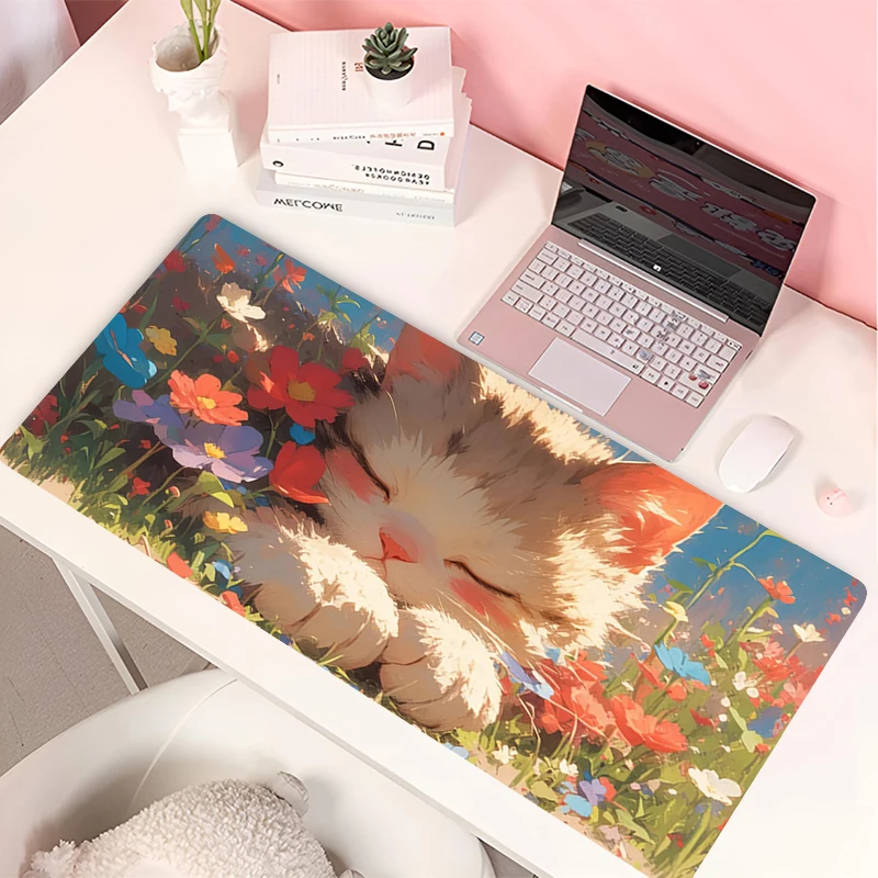 

Коврик для мыши Аниме Xxl, игровые аксессуары, мультяшный Кот, клавиатура, коврик для мыши, игровой Настольный коврик, милый ноутбук, офис, ПК, кабинет, кавайная мышь