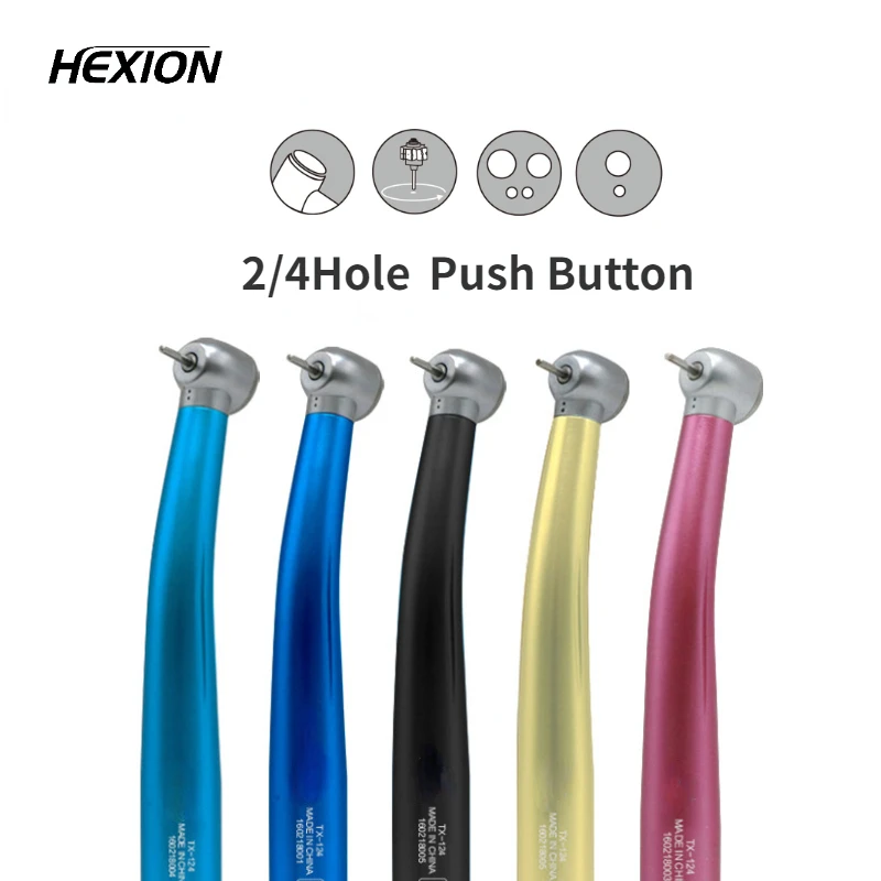 

HEXION Dentistry High Speed Handpiece Push Button Air Turbine Single Spray Super Torque Handpiece 2/4 Hole 5-Colors NSK Style