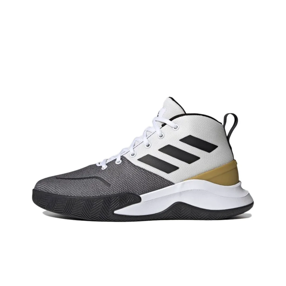 Adidas OwnTheGame Basketball Shoes Men's Mid Top Black/White/Yellow FY6010