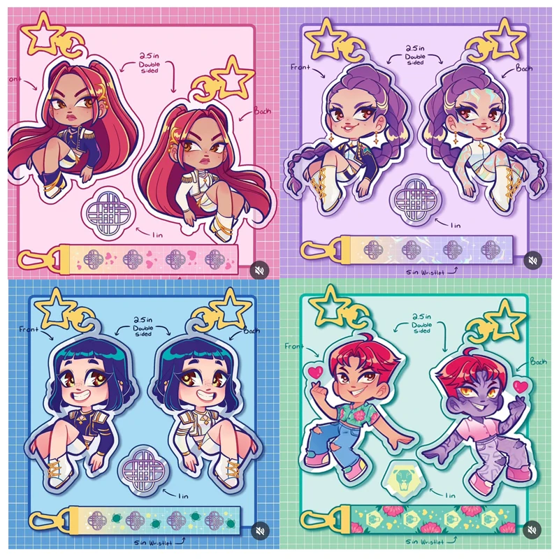 데몬 헌터즈 인기 K팝 TV 아크릴 양면 키체인 헌트-X 미라 루미 조이 아크릴 키체인 백팩 펜던트 팬 선물