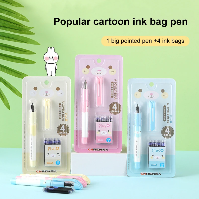 Ink Pen 3360k Portable With Erasable Ink Cartoon Gift Kids Stationery Metal Nib Fountain Pens Ink Nibs For Fountain Pens