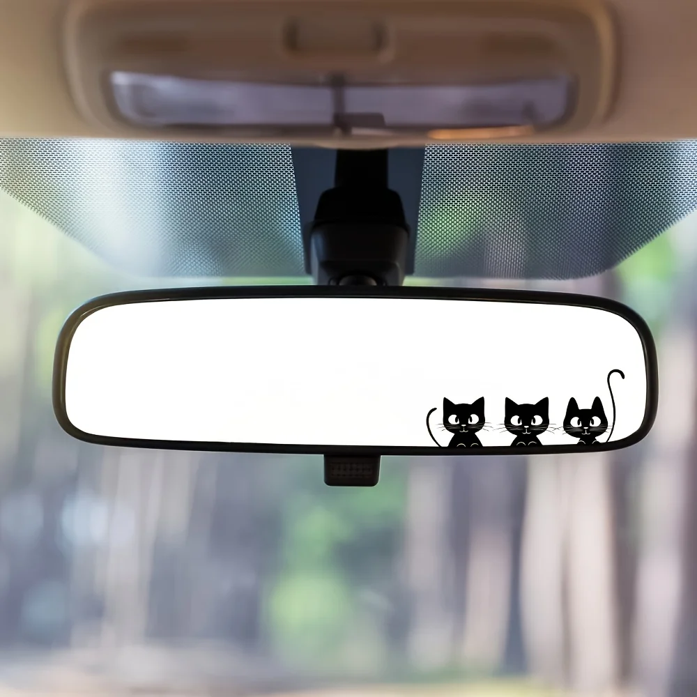1PC Black White 3 Black Cats Sticker Waterproof Self-Adhesive Vinyl Decal for Car Interior Rearview Mirror Decoration