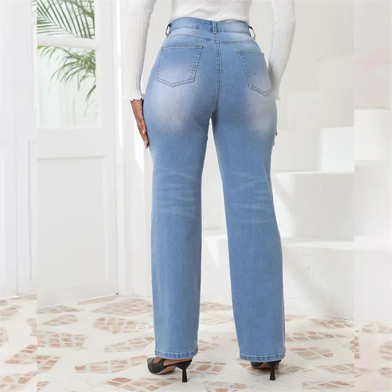 2024 Vintage Straight Jeans Women Loose High Waist Denim Pants Comfortable Commuter Casual Trousers Female New Trend Streetwear