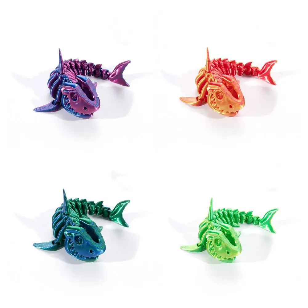 PLA-Kunststoff 3D-Gedrucktes Haifischknochen-Modell Mehrgelenkig 5 Farben Haifischknochen Schreibtisch-Dekoration Bewegliche Gelenkige Fidget-Figur