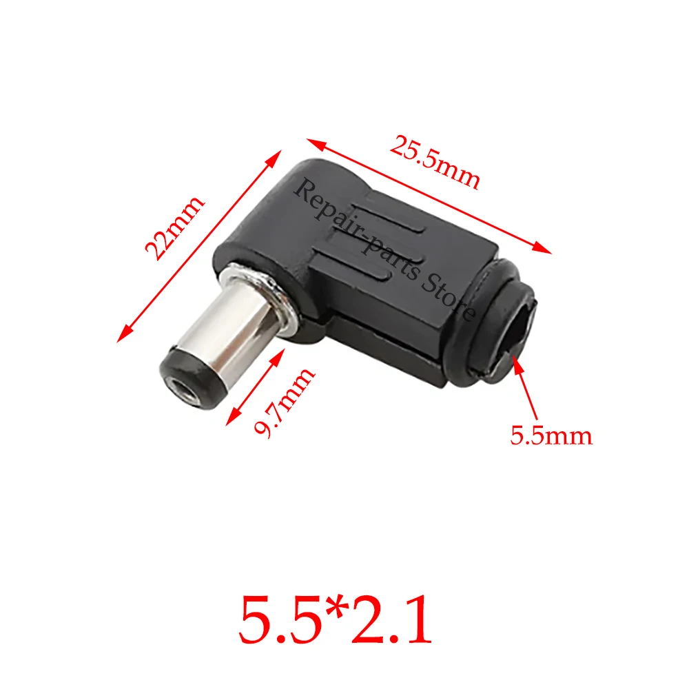 1PCS  DC power plug wiring assem DC5.5*2.5 5.5 * 2.1 4.0*1.7 3.5*1.35 4.8*1.7mm DIY Soldered DC plug 90 degree elbow