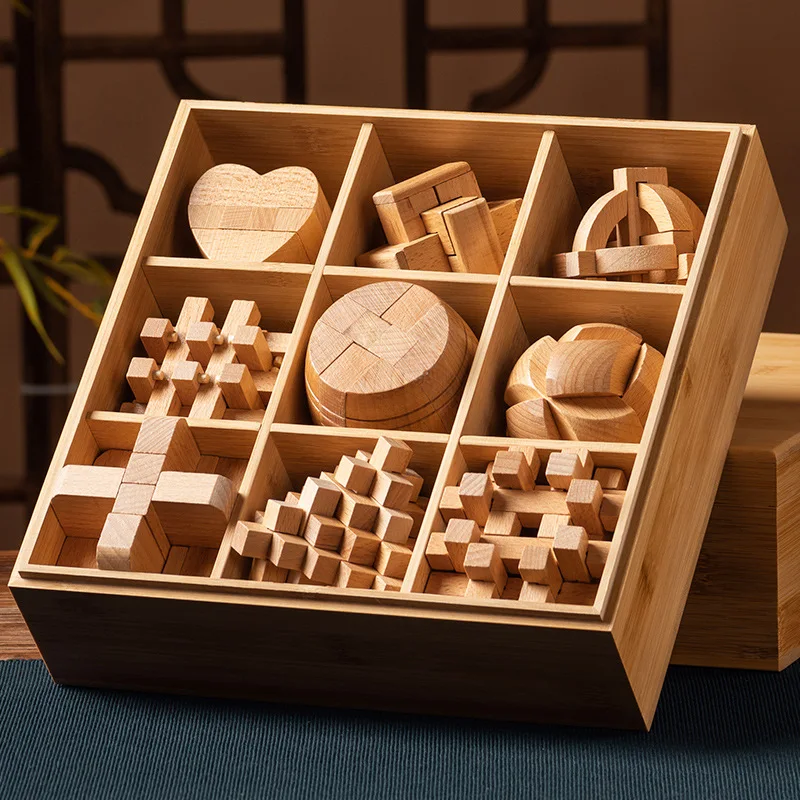 Luban Lock Full Set of Mortise and Tenon Building Block Assembly Primary School Brain Class 612 Year Old Toy
