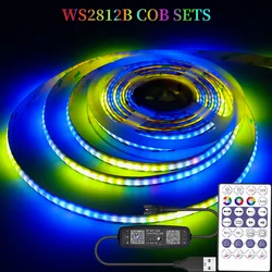 COB RGBIC LED Light Strip WS2812 Adresowalna 60/100/120/160/200LEDs Pełnokolorowe WS2812B miękkie światła COB z zestawem kontrolera LED