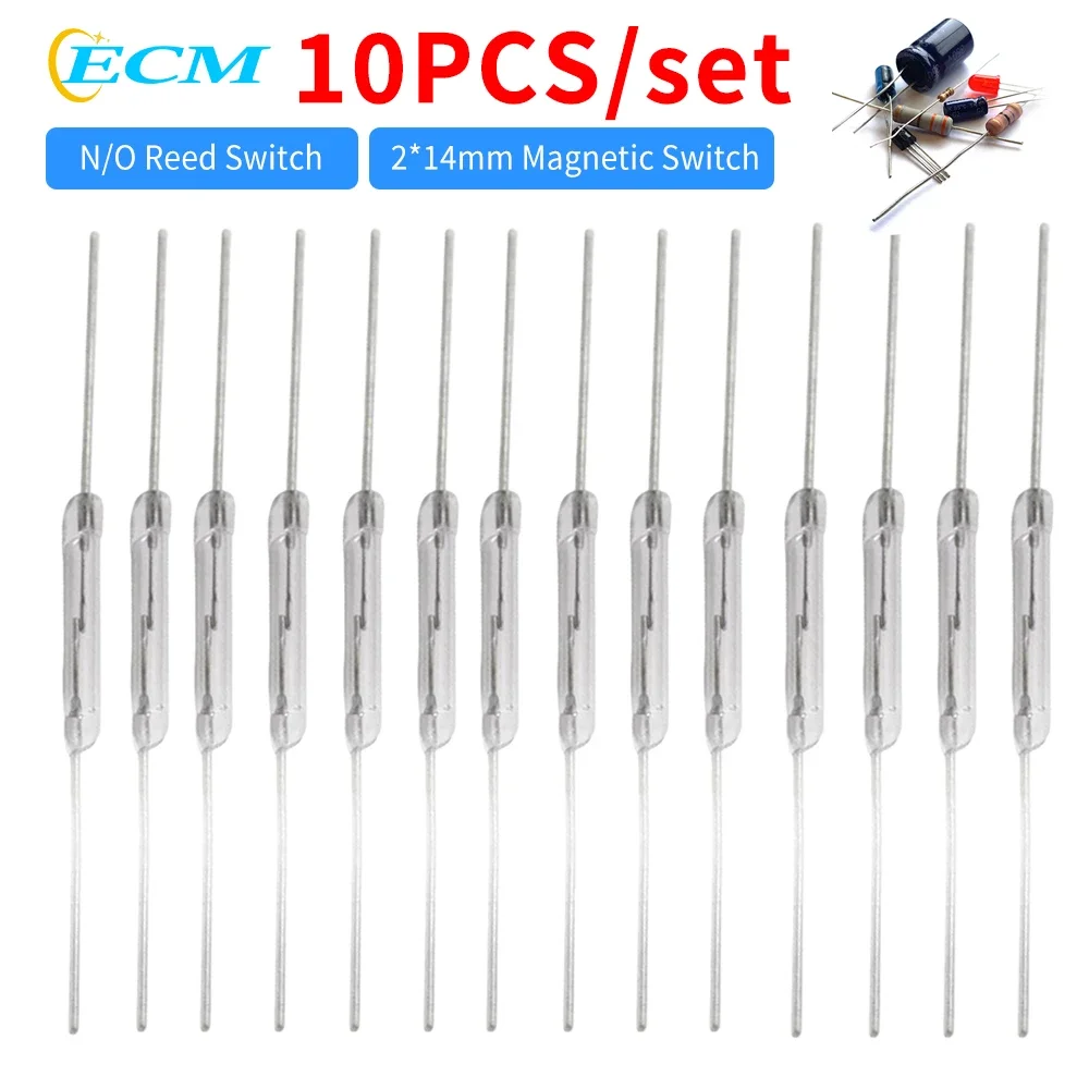10 Pz/set N/O Reed Interruttore Interruttore Magnetico 2*14mm resistenza alle Vibrazioni Normalmente Aperto FAI DA TE Interruttore di Induzione Magnetica Per Arduino