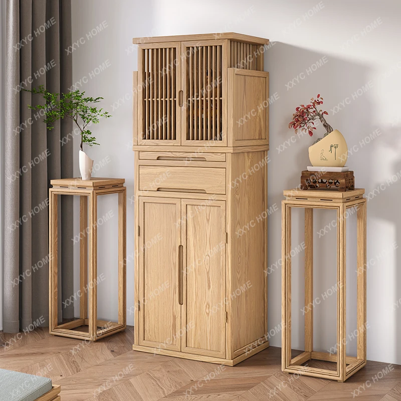 New Chinese black walnut vertical cabinet with door double shrine modern home
