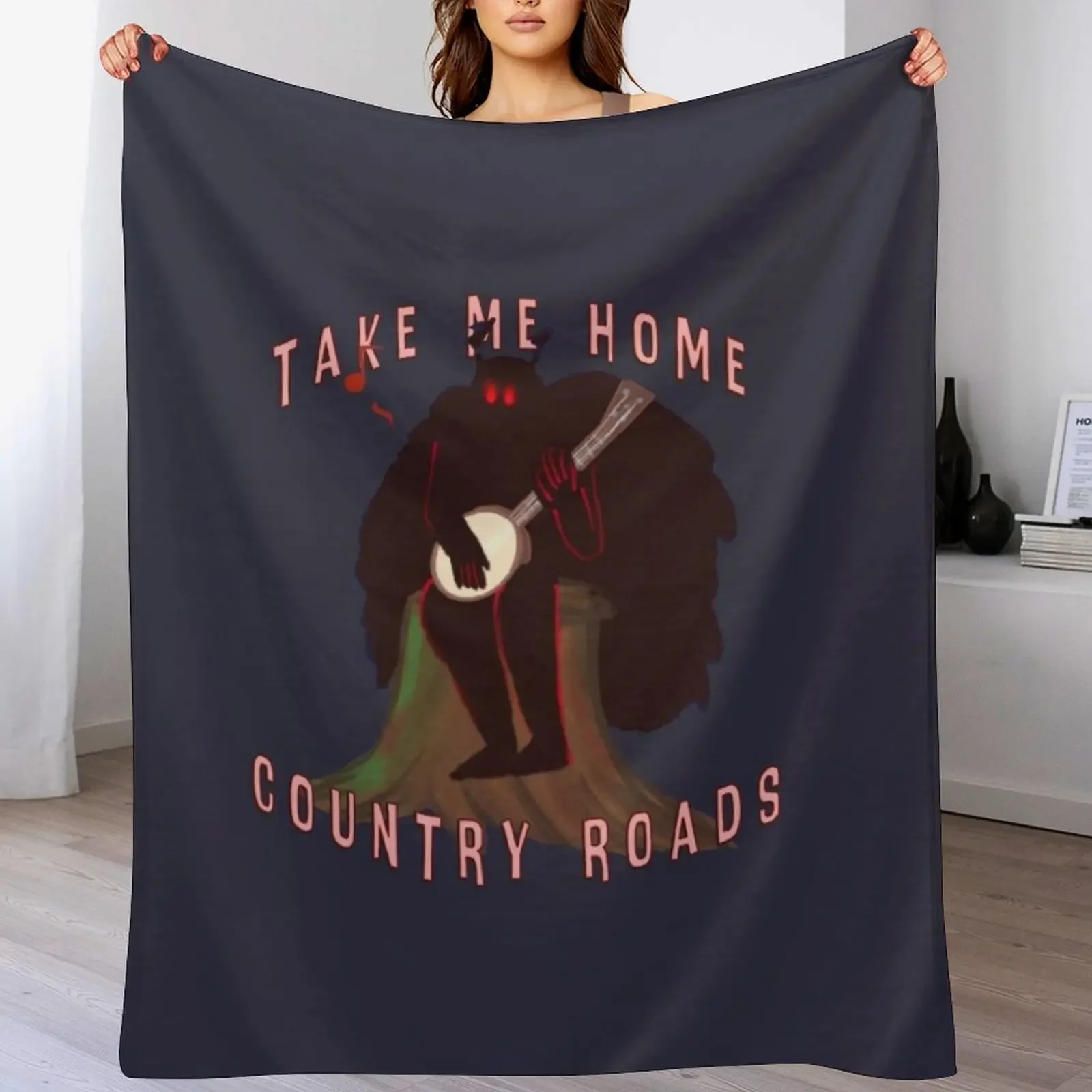 

Mothman, Country Roads (but like he has a Banjo) Throw Blanket Retros Thermals For Travel Cute halloween Blankets