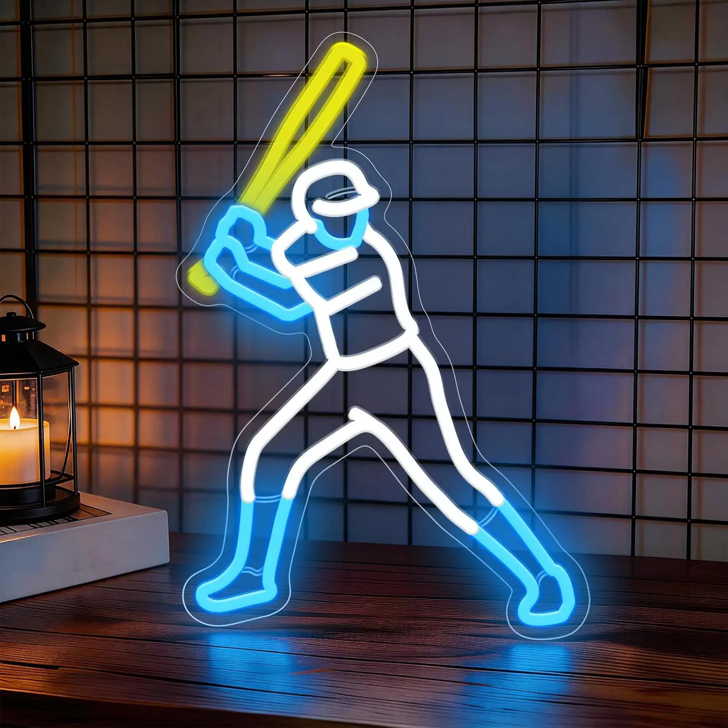 

Baseball Player Neon Sign USB Powered LED Neon Light for Sports Club Game Room Bedroom Decoration Birthday Gift Art Wall Light