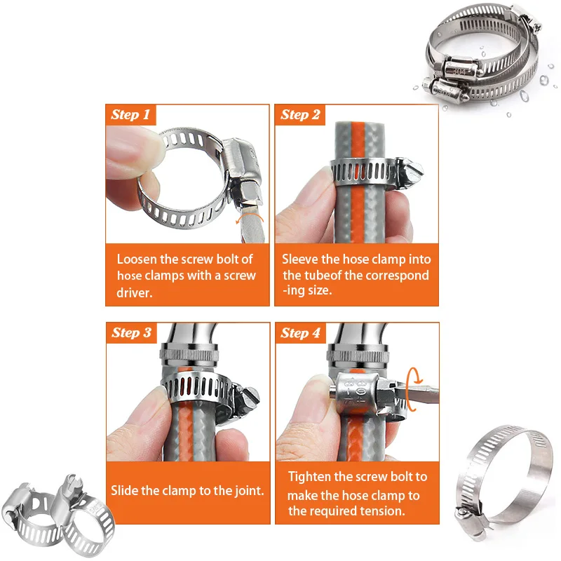스테인레스 스틸 조정 가능한 드라이브 호스 클램프, 연료 라인 웜 사이즈 클립, 8-152mm, 5-10 개