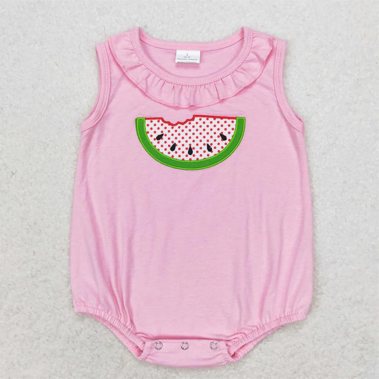 Wholesale Summer Newborn Embroidery Romper Baby Girl Watermelon Strawberry Jumpsuit Kids Toddler Bubble One-piece Clothing