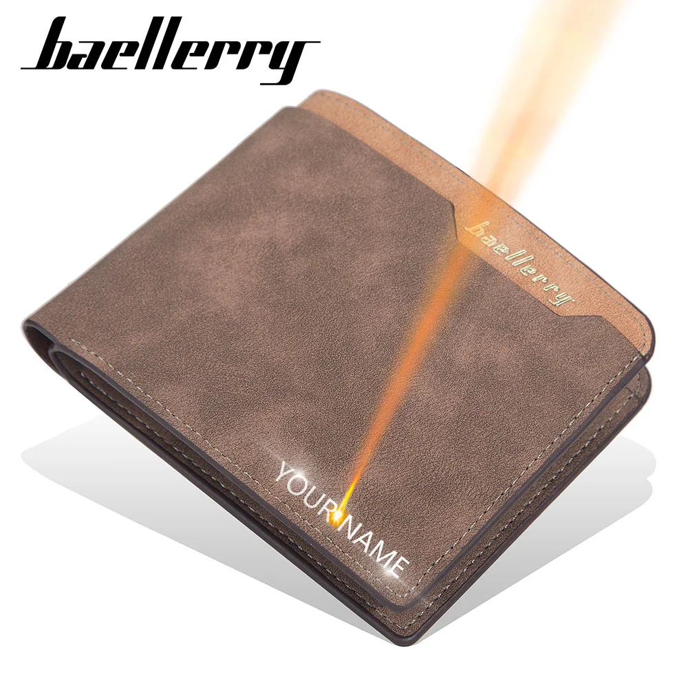 

2024 Men Wallets Name Engraving Fashion Short Male Purse Simple Card Holder High Quality Male Purse For Boy Carteria