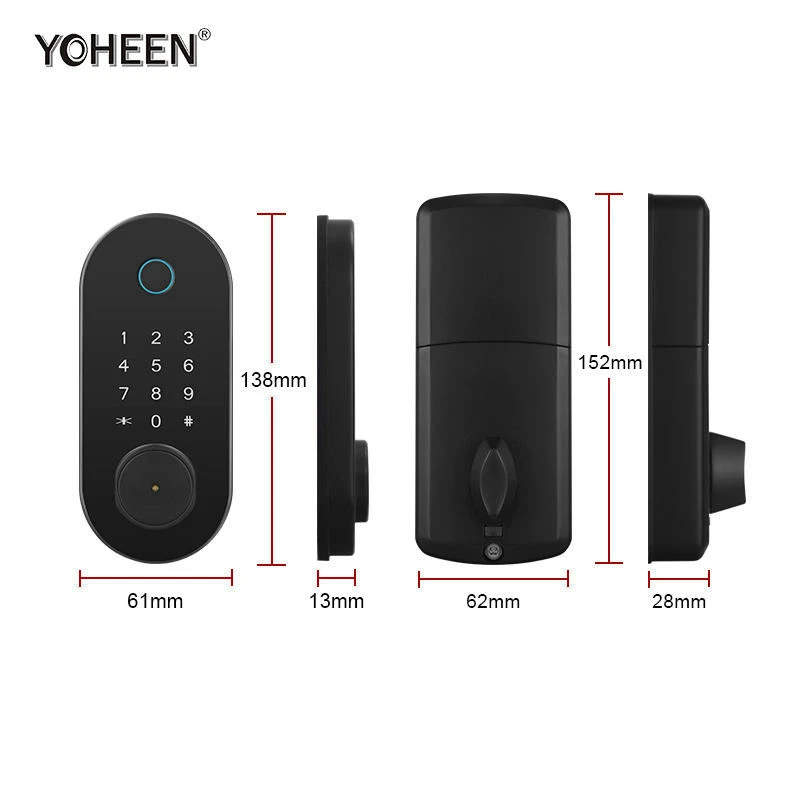 Waterproof TTlock Fingerprint Smart Lock Bluetooth App Password Key Card Nfc Phone Unlock Digital Door lock For Home Single60/70