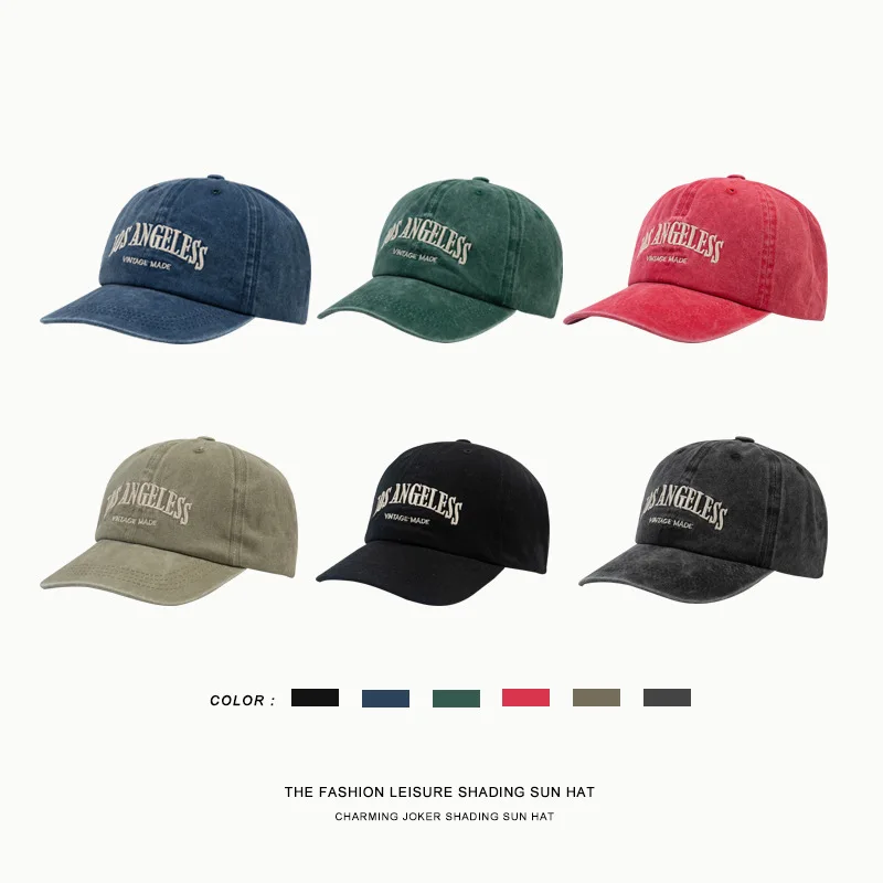 Korean trend retro old denim embroidered letter baseball cap couple outdoor thin summer visor