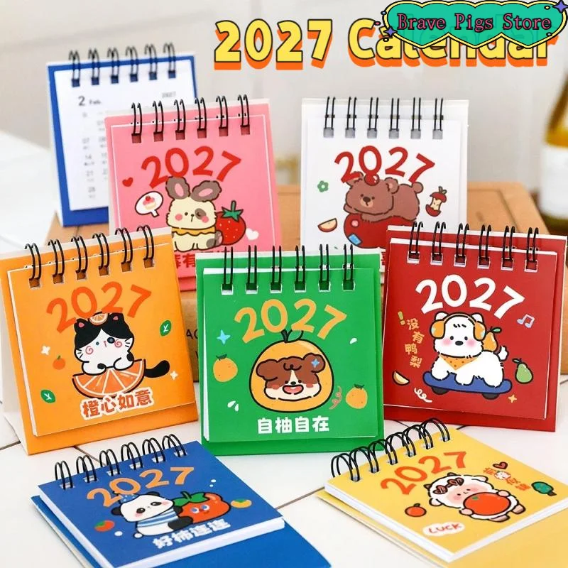 [HM]2027 Desk Calendar Mini Portable Travel Calendars Perfect For Home Office School Daily Schedule Planning Home Decor[HM]