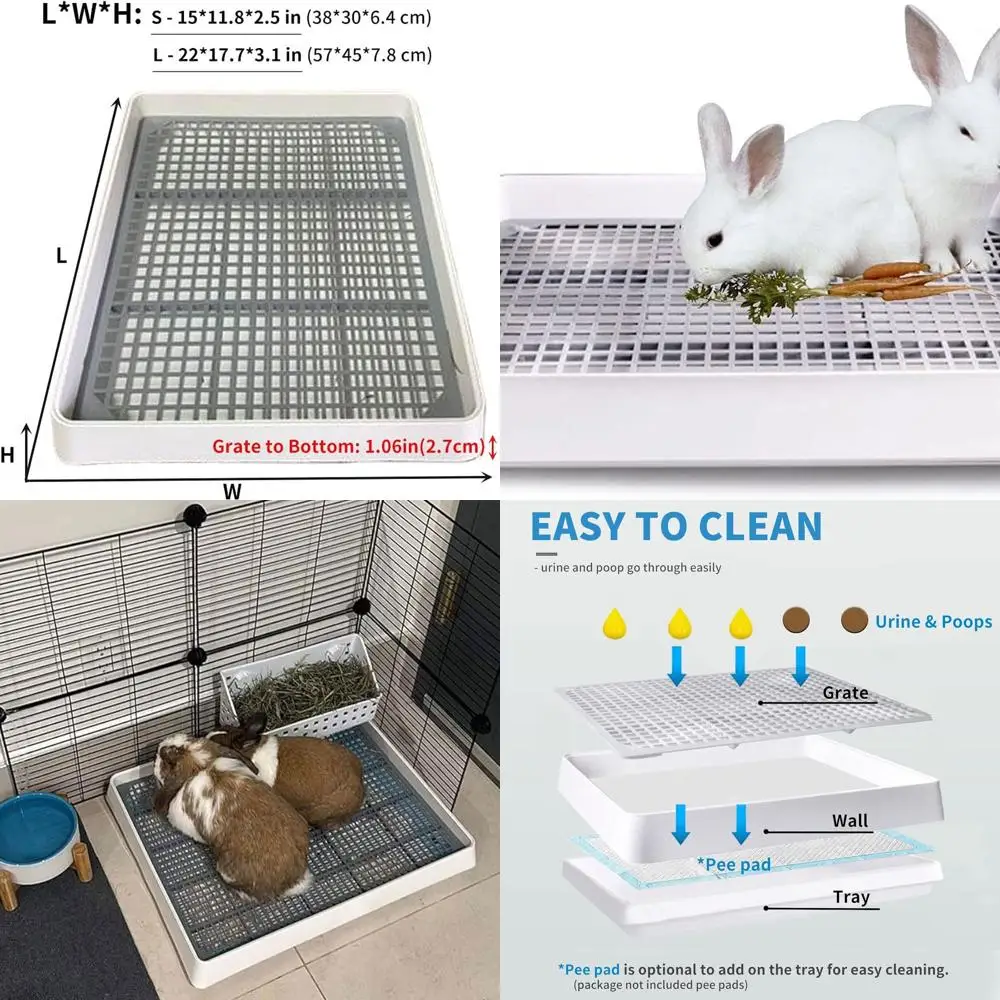 22x18 Super Large Rabbit Litter Box with Grate for Cage, Extra Large Bunny Restroom Tray Pan Toilet, Fits 2 Rabbits