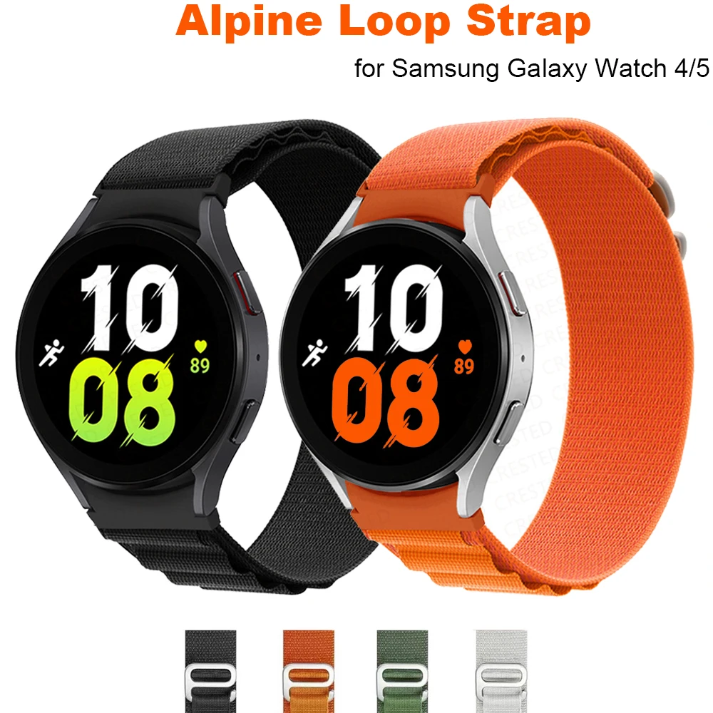 

Alpine Loop Strap for Samsung Galaxy Watch 4/5/5 Pro 44mm 40mm 45mm No Gaps Nylon bracelet Galaxy Watch 4 Classic 42mm 46mm band