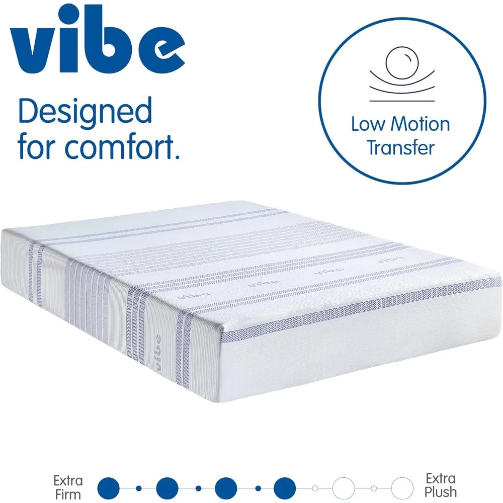 Colchão de espuma de memória Vibe Gel, cama-em-caixa certificada CertiPUR-US, Queen, branco, 12"