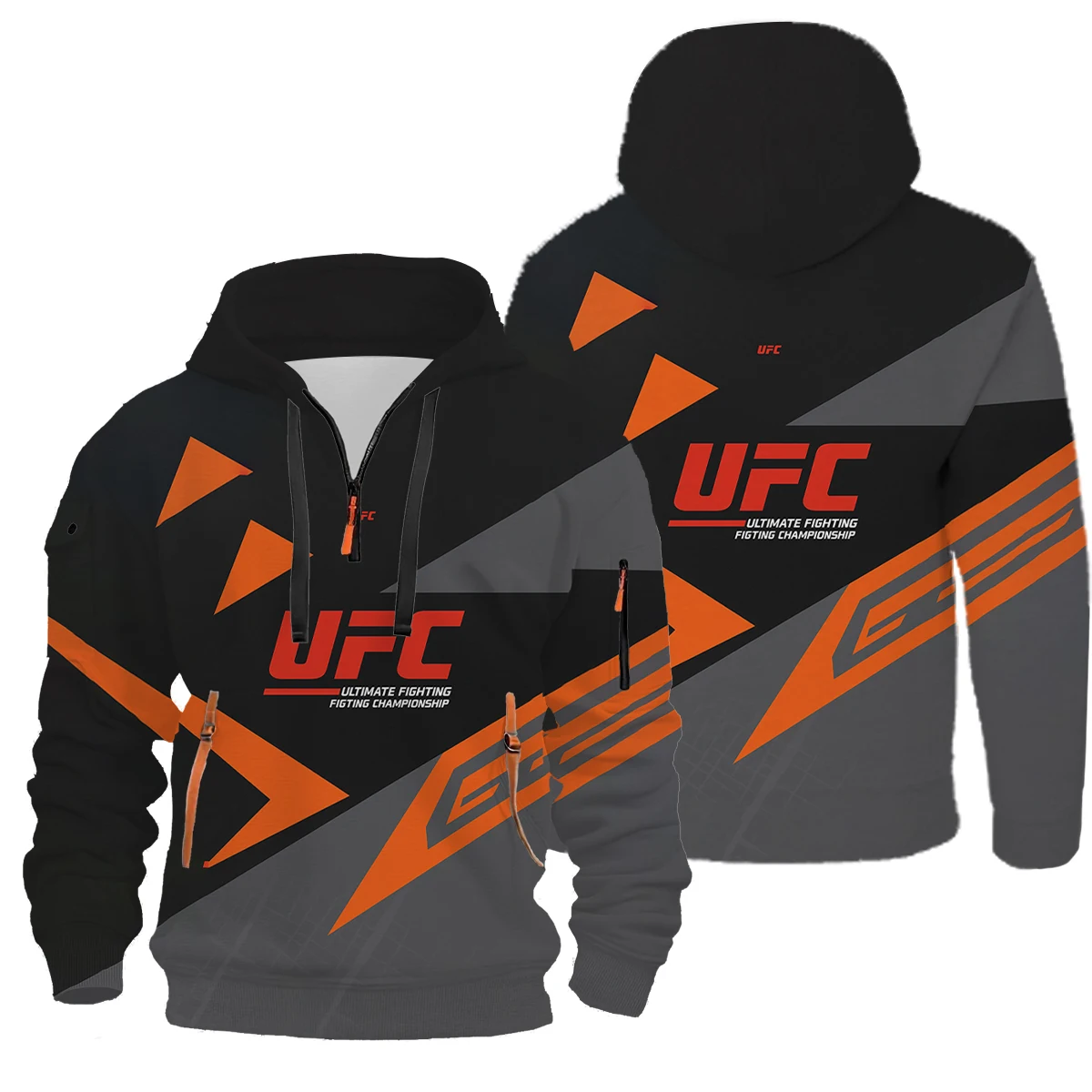 

Модная мужская куртка-толстовка UFC на молнии с капюшоном на осень и зиму, свободный и плюшевый топ для улицы, спортивный и повседневный