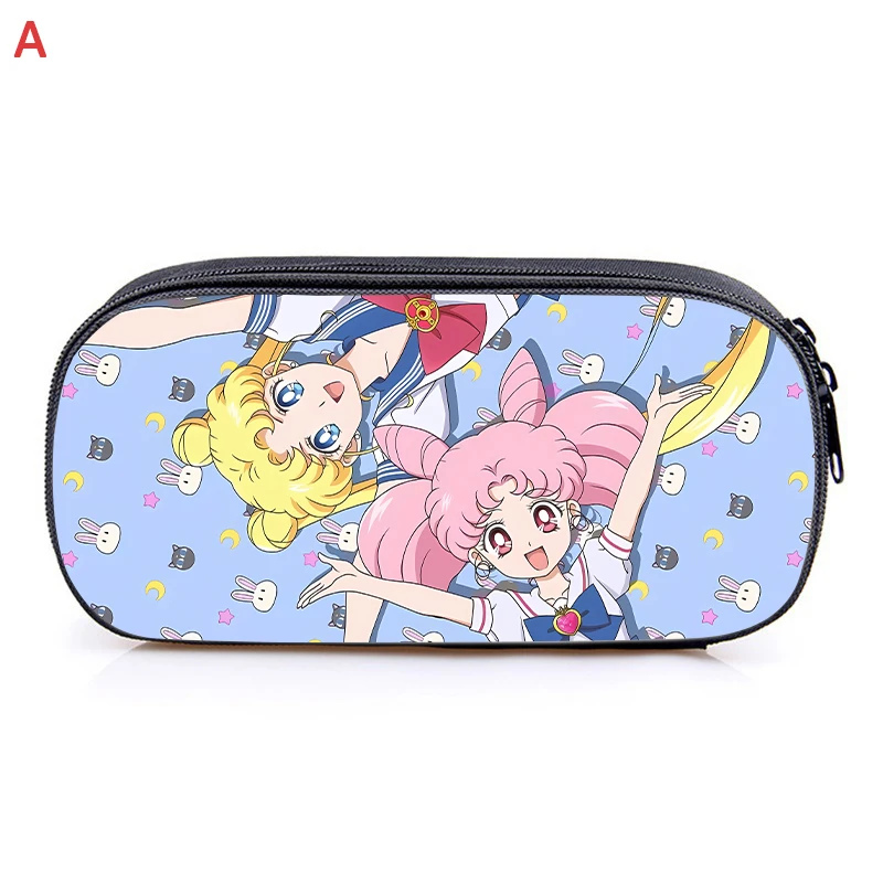 Sailors Moons Pencil Case Zipper Large Capacity Stationery Box Storage Bag Wallet Polyester Pencil Case Kids Birthday Gifts