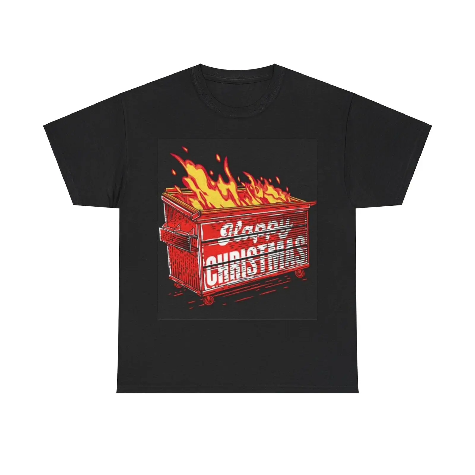 Happy Christmas T Shirt Funny Dumpster Fire Holidays Heavy Cotton