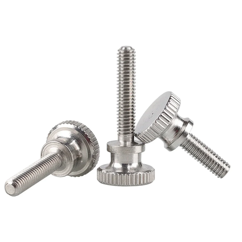 1 - 10pcs M2 M2.5 M3 M4 M5 M6 304 Stainless Steel High Step Thumb Bolt Hand Grip Knob Bolts Knurled Thumb Screws Length 3 - 35mm