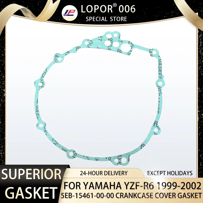 

LOPOR Motorcycle Engine Crankcase Cover Gasket Seal For YAMAHA YZF-R6 99-05 YZF-R6S 06-09 FZ6 04-09 5SL-15461-01-00 5EB-15461