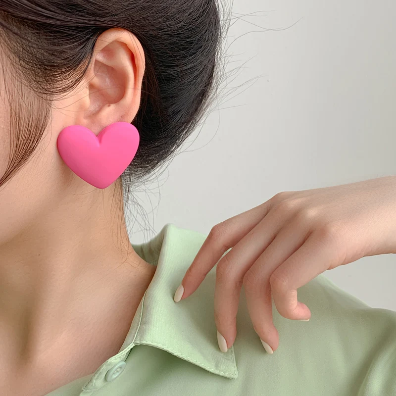 Heart Red White Black Yellow Earrings Love Statement Wedding Geometric Heart Bohemian Vintage Acrylic Trend Party Jewelry image 6