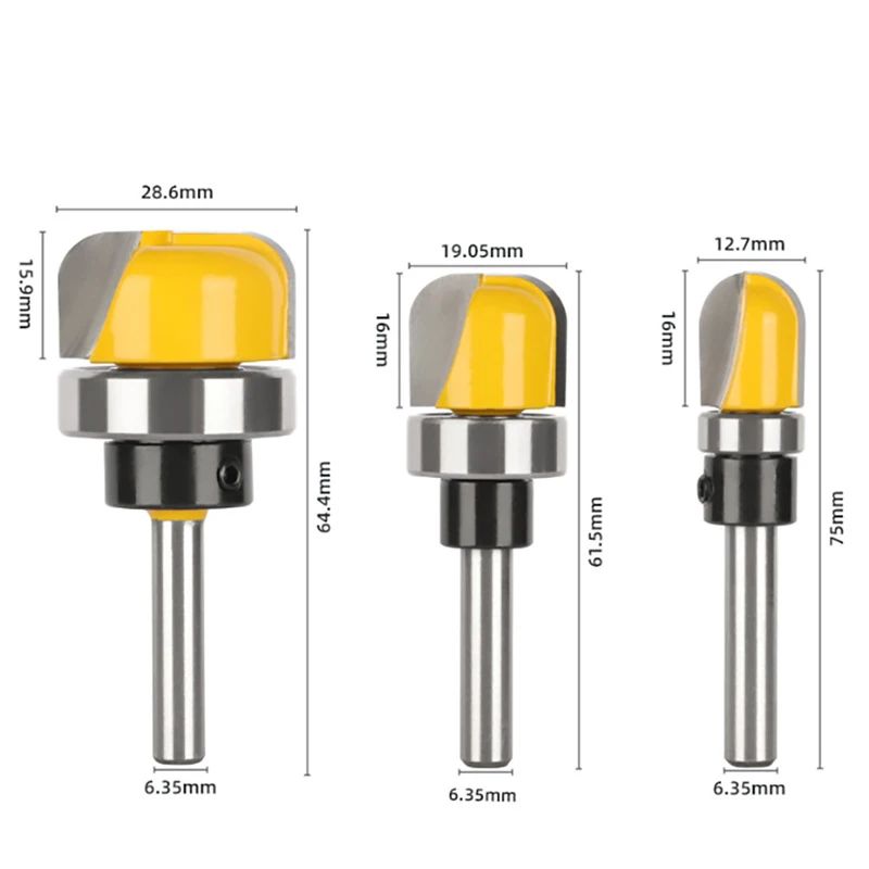 6mm/6.35mm/8mm Shank Bowl Tray Router Bit 1-1/8\