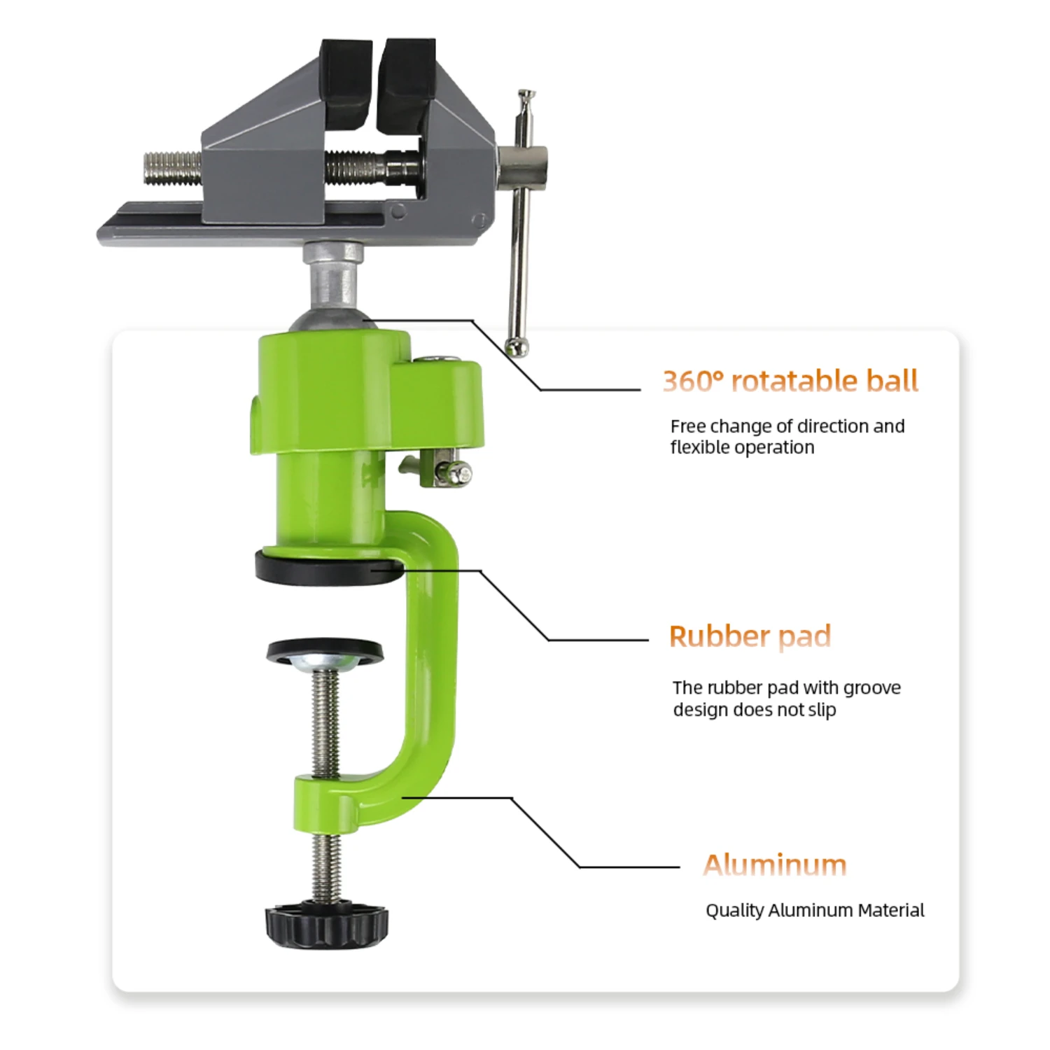 Étau de table polyvalent à précision réglable de 3 po avec capacité de rotation et d'inclinaison résistante à 360 °-Modèle BG-6267A Idéal pour les projets de bricolage