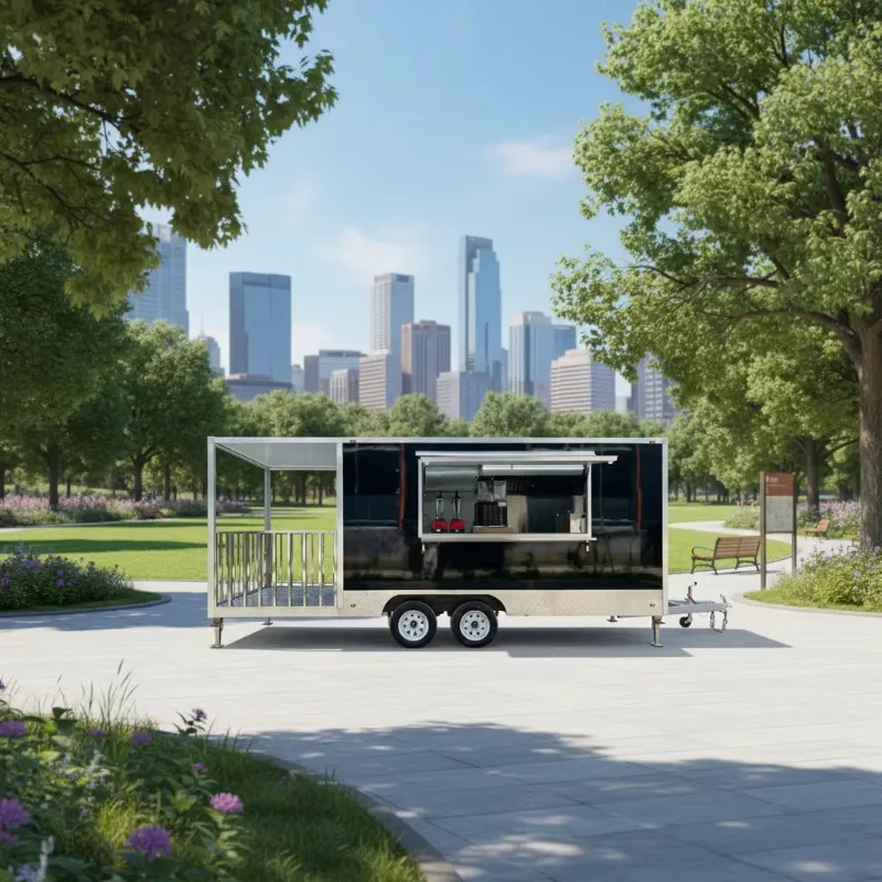 Customized Food Truck Trailer Fast Food Mobile Kitchen Pizza Coffee Cart Ice Cream BBQ Rust Resistant 4 Wheel Mobile Food Truck