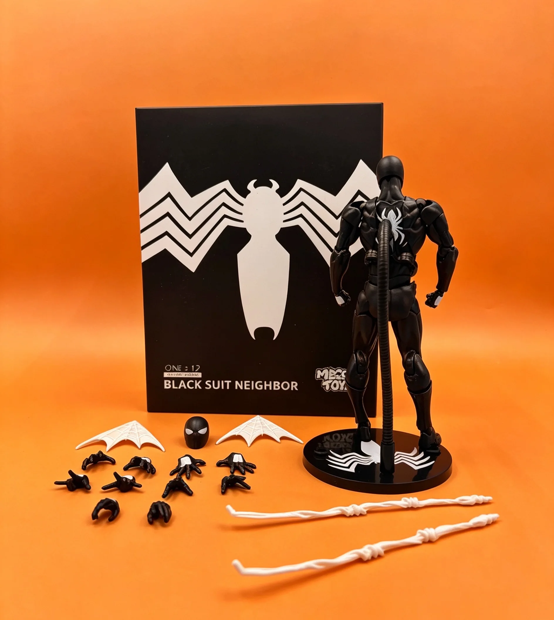 Bandai Black Neighbor Symbiote Spider-Man Action Figure; Venom Black Suit Articulated Figure; Desktop Collectible Model Boys Gif - view 5