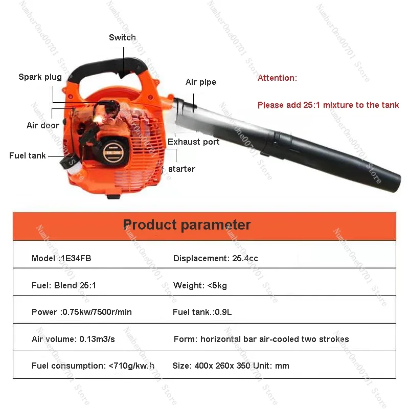 Portable Gasoline Engine Two-Stroke Snow Blower Construction Site Blowing Dust, Agricultural Household Fire Extinguishing