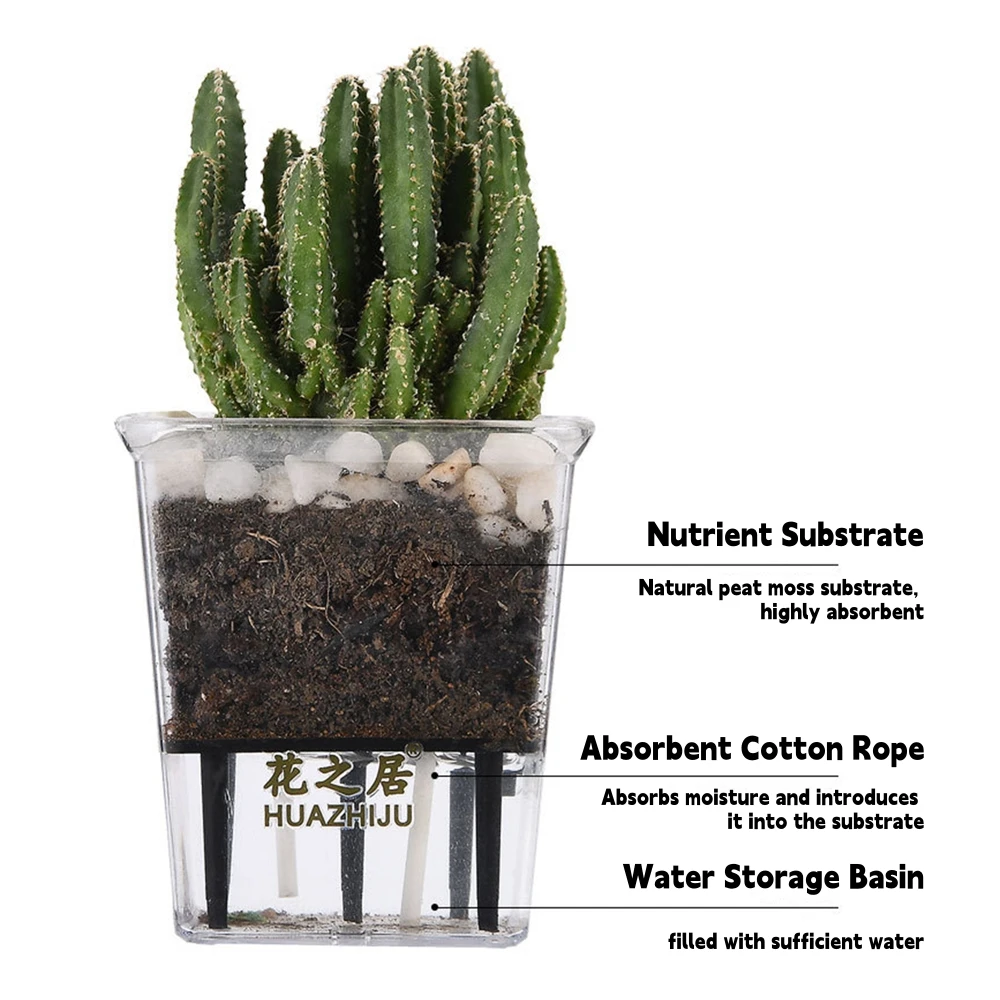4 Types of Self-watering Flowerpot Home Garden Round/Square Planter  Automatic Water Absorption Plant Pot Hydroponic Flowerpot