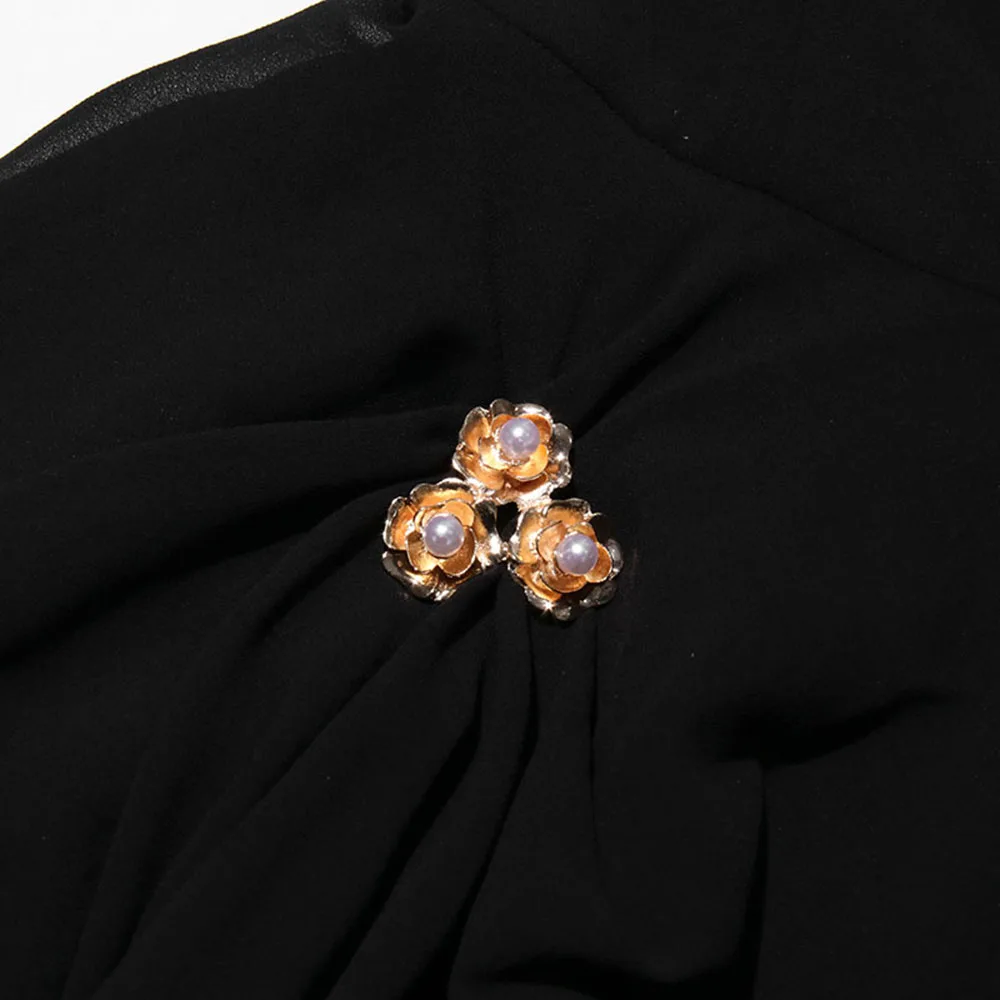 TWOTWINSTYLE Solid Spliced ลูกปัด Minimalist ชุดผู้หญิงที่ไม่มีสายหนัง Patchwork Lace Up Elegant หญิงแฟชั่น