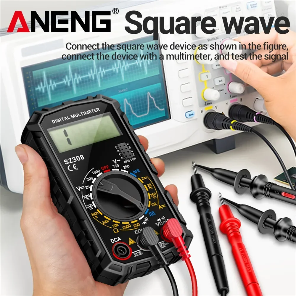 Digital Multimeter Square Wave Test ANENG SZ308Voltage Resistance Meter AC/DC Current Meter Electrician LCD Backlight Ohm  tool