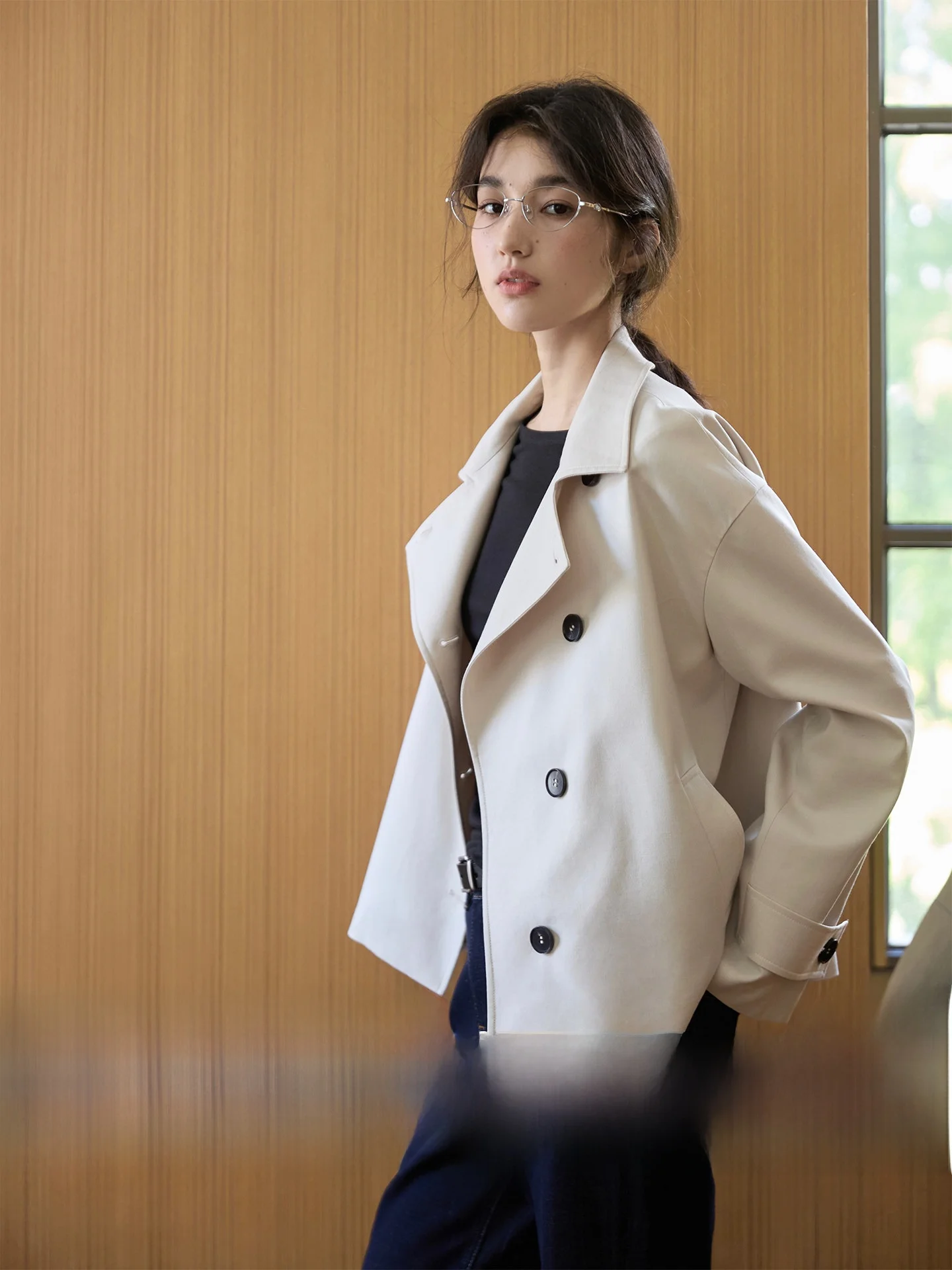 

Женское пальто Ginnkee Simple Elegance с большим воротником, для повседневной носки, весна-осень, маленький размер, модная верхняя одежда